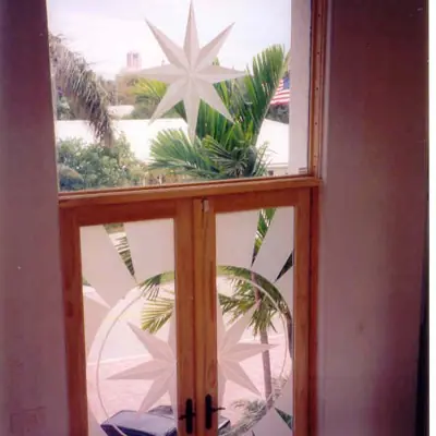 Frosted privacy film with a custom pattern applied to office glass (example 2)