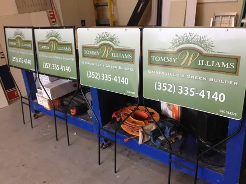 Printed yard sign on an H-stake